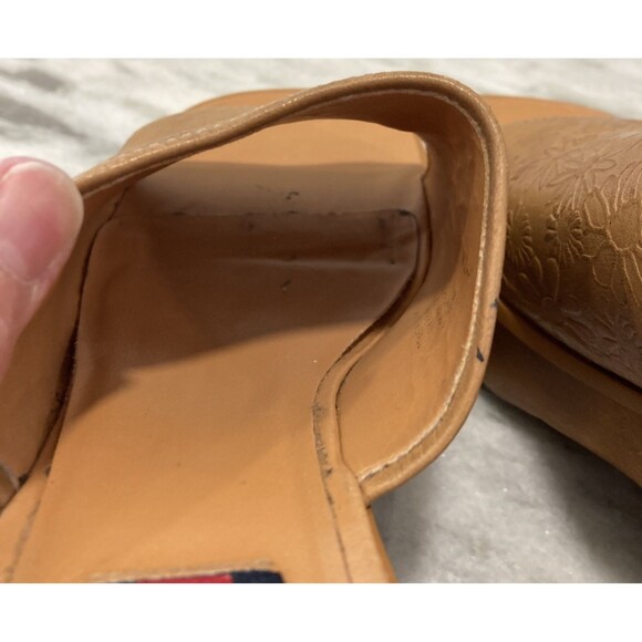 Vtg Y2K Tommy Hilfiger Platform Wooden Sandals Chunky Heel 7 Floral Hippie Boho - Picture 8 of 16